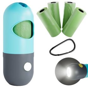 Dog Poop Bag Dispenser for Leash (4.3 x 1.6 Inches) with Flashlight & 4 Rolls of 15 Bags