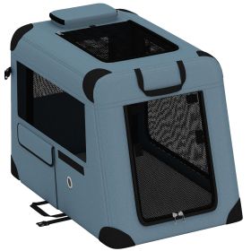 Pet Carrier for Small Medium Cats Dogs Up to 44 LBS Collapsible Pets Travel Carriers with Removable Mat Mesh Doors Blue