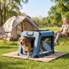 Pet Carrier for Small Medium Cats Dogs Up to 44 LBS Collapsible Pets Travel Carriers with Removable Mat Mesh Doors Blue