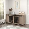 71" Modern Dog Kennel Furniture with Removable Divider, Storage for 2 Small Dogs or 1 Large Dog, Walnut
