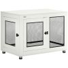 Pet Crate End Table with Water-resistant Cushion or Large Medium Dogs, White