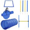 Dog Agility Starter Kit Pet Outdoor Exercise Training Set Tunnel 4 Weave Poles High Jumper