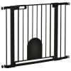 30"-41" Extra Wide Pet Gate Barrier with Small Door, 30"H Dog Gate with Safety Gate Barrier, Stair Pressure Fit, Black