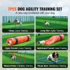 Dog Agility Training Equipment, 7 PCS Set Upgrade w/ Adjustable High Hurdles,6 Weave Poles,2 Tunnels,Jump Ring,Pause Box,Whistle,Foldable Bowl