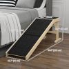 Pet Ramp Bed Steps for Dogs Cats Non-slip Carpet Top Platform Pine Wood 59"L x 16"W x 20"H Natural Wood