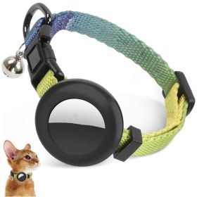 For AirTag Tracker Silicone Case Rainbow Gradient Pet Collar (Color: Gradient Yellow, type: Pet Supplies)
