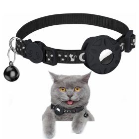For AirTag Tracker Silicone Case Reflective Cats Dogs Pet Collar (Color: Black, type: Pet Supplies)